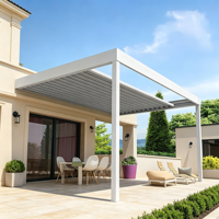 Pavillon de jardin extérieur en alliage d'aluminium de style chinois, à persiennes électriques, résistant au vent, thermolaqué, pour villa et jardin rural, protection solaire