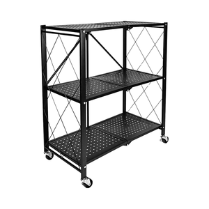 Estante Metálico Plegable de 3 Niveles de Alta Resistencia, Unidad de Almacenamiento de Cocina de Gran Capacidad para Ollas y Sartenes <span class=keywords><strong>con</strong></span> <span class=keywords><strong>Ruedas</strong></span> - Product Image 1