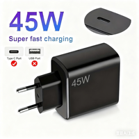Chargeur mural électrique PD 45W, prise EU/UK, charge rapide Type-C avec protection OTP/OVP pour téléphone portable, montre intelligente et appareil photo