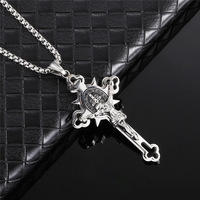 Support Oem/Odm Vintage Gothique Croix Pendentif Religieux Saint Benoît Collier Chrétien Jésus Crucifix Croix Collier