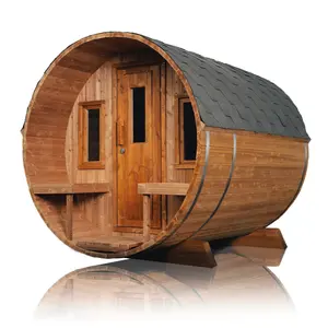 Thermowood Barrel Sauna Finlandais Sauna en Bois pour Extérieur Suana Infrarouge Moderne BS Villa en Bois Massif Cèdre Rouge 2 Ans 5 Pièces