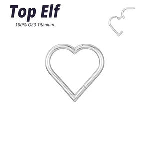 Anneau de nez percé Daith en forme de cœur, grade d'implantation ASTM F136, diaphragme 16G, <span class=keywords><strong>clicker</strong></span>, tragus, boucle d'oreille en cuir, bijoux de corps en gros - Product Image 6