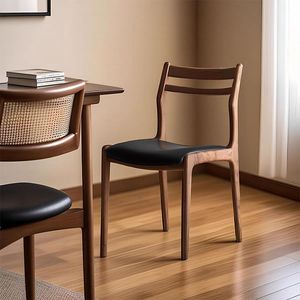 Modern Walnut Wood <b>Dining</b> <b>Chair</b> With Backrest Solid Wood Home Office Living Room Use - Product Image 3