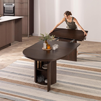 Table transformable en bois massif, table à manger ronde extensible, bois de noyer, table séparée avec rangement caché