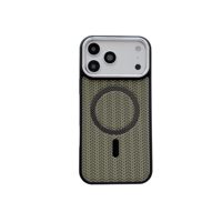 Étui de téléphone portable en cuir gaufré de luxe antichoc pour 18 Pro Max avec anneau magnétique