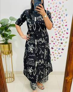 <b>Indian</b> Pakistani Office <b>Ladies</b> cotton suits in beautiful colors with printed leaf design ready made <b>kurta</b> suit set Pure Cotton - Product Image 5