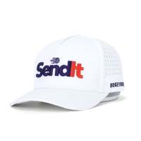 Grosir kustom Logo bordir kualitas tinggi 5 Panel topi ayah poliester olahraga Gorras Laser lubang potong Digital dicetak topi bisbol