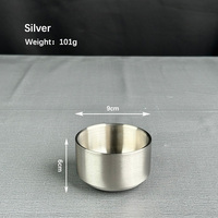 Bol à soupe de style coréen en acier inoxydable double couche écologique de 9cm Plats résistants à la chaleur de petite taille Bol à vaisselle de haute qualité