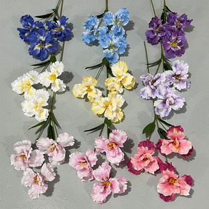 Fleurs artificielles irisées à 3 têtes simulées en soie pour décorations de mariage, décoration intérieure et murs floraux DIY - Product Image 2