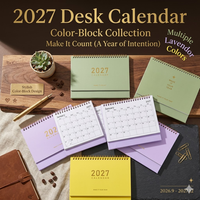 Calendrier de bureau minimaliste 2027 estampé à chaud, planificateur mensuel avec grand espace d'écriture, en carton, marque Spese - Bureau/Étude, logo personnalisé