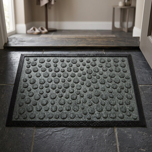 Durable Rubber Backed Recycled Polyester Loop Pile Door Mat Anti-Slip Stain Resistant Easy <b>Clean</b> Indoor/Outdoor Entryway Rug - Product Image 3