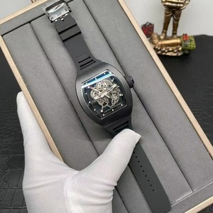 Montre mécanique automatique squelettée sportive décontractée en fibre de carbone noire 3502, classique et tendance, pour hommes, best-seller - Product Image 3