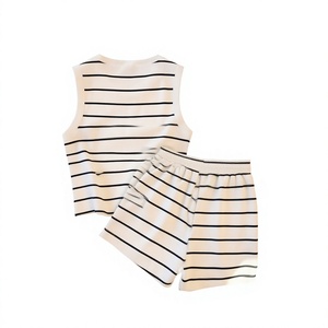 Women Floral Printed 2-Piece Sleeveless Knitted Polyester/Cotton Tank Top Shorts Set O-Neck Regular Casual Summer Wear - Product Image 4
