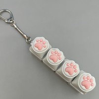 Cute Cat Paw Plastic Keycap Fidget Keychain 4 Keys Press Sound Decompression Toy Mechanical Keyboard Pendant Stress Relief Gift
