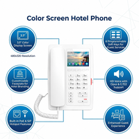 Téléphone d'hôtel H5W blanc pour chambre d'hôtes, téléphone IP WiFi avec écran couleur de 3,5 pouces, 6 touches de numérotation rapide, 2 lignes SIP, PoE