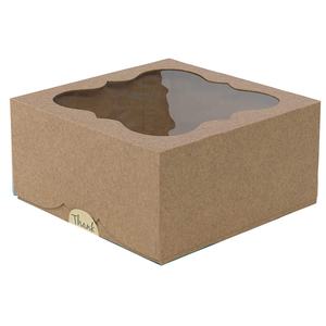 กล่องขนมปังกระดาษคราฟท์มีหน้าต่าง ขนาด 6x6x2.5 นิ้ว สีขาว สำหรับใส่ขนม ขนมอบ เค้ก พาย สำหรับงานปาร์ตี้ งานแต่งงาน บรรจุภัณฑ์กล่องขนม - Product Image 1