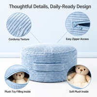 Pouf de rangement pliable et réglable en velours côtelé, écologique et minimaliste, avec coffre à jouets et fonction canapé