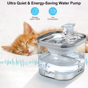 Fontaine à eau intelligente sans fil pour chat, distributeur d'eau automatique rechargeable en acier inoxydable pour chiens et chats - Product Image 4