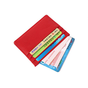 Multicolore Ultra-sottile in vera pelle Lychee con strato di testa in pelle di vacchetta porta carte in pelle sottile - Product Image 4