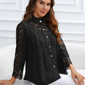 Nouvelle collection Printemps/Été 2026 : Blouse élégante et raffinée en dentelle à manches longues, grandes tailles, pour femme – En stock entrepôt USA - Product Image 1