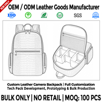 Sac à dos pour appareil photo en cuir végétalien gaufré crocodile, grande capacité, fabrication en gros, usine OEM ODM de marque privée