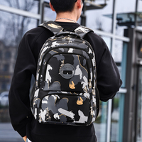 Mochila Escolar de Gran Capacidad con Diseño Geométrico, Impermeable, de Nailon y Poliéster, con Cierre y Armazón Exterior, para Estudiantes de Secundaria