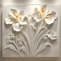 Peinture murale en fibre de verre faite à la main pour intérieur et extérieur Relief floral