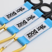 Lanière courte personnalisée avec étiquette tissée et mousqueton, support de bouteille d'eau pour extérieur, breloque de sac à dos, cadeau promotionnel pour festival