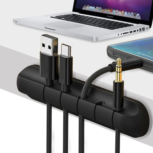 Cable Organizer Silicone Usb Cable Winder Desktop Tidy Management Holder for Usb Power Charging Cords