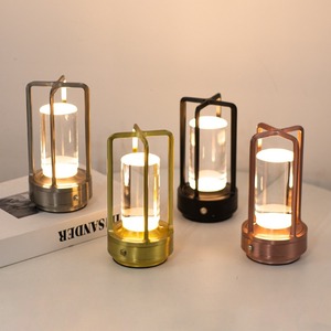 Lampe de bureau tactile rechargeable, barre LED croisée, lampe d'ambiance pour restaurant, lampe de chevet pour camping et hôtel, veilleuse tricolore à intensité variable - Product Image 1