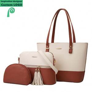 กระเป๋าหนังแท้แฟชั่นโรงงานปี 2025 สำหรับผู้หญิง ชุดกระเป๋า 3 ชิ้น กระเป๋าถือใบใหญ่ กระเป๋าสะพายไหล่ผู้หญิง - Product Image 1