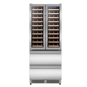 Enfriador de Vino y Bebidas de 600l con Compresor de Doble Puerta y Triple Zona, 100 Botellas, Dos Cajones, 169 Latas, Refrigerador Yc-618 - Product Image 1
