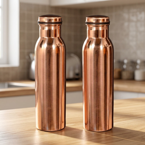 Bouteille d'eau en cuivre BS International NA80 avec poignée, logo personnalisé, écologique, compatible lave-vaisselle, pour usage sportif, isolée pour boissons chaudes/froides - Product Image 1