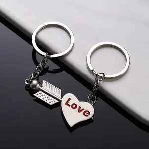 Factory Wholesale Heart Metal Keychains Couple I LOVE YOU Heart Keyring Keychain