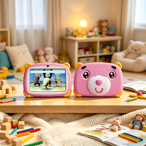 Nouveaux cadeaux de Noël, tablette éducative pour enfants Little Bear 7 pouces, processeur quadricœur MTK, <span class=keywords><strong>Android</strong></span> <span class=keywords><strong>12</strong></span>, Wi-Fi, 2 Go + 32 Go, appel téléphonique, emplacement pour carte SIM - Product Image 3