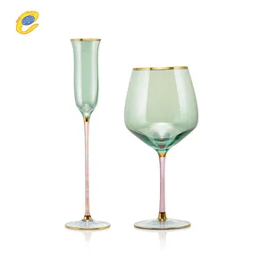 Crystal Glass Goblet Champagne Wine Flute With Gold Rim Wedding Home Kitchen Party Use