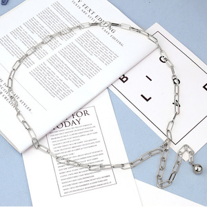 Cadena de cintura con colgante de esfera dorada, cadena corporal de metal hueco de una sola capa, cadena de moda para uso diario, aleación de zinc - Product Image 4