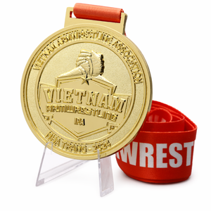 Medaglia Personalizzata per Braccio <span class=keywords><strong>di</strong></span> Ferro, Rotonda in Lega <span class=keywords><strong>di</strong></span> Zinco, Premio Placcato Oro per Tornei Sportivi, Souvenir per Finitori dell'<span class=keywords><strong>Associazione</strong></span> Vietnamita, OEM - Product Image 1