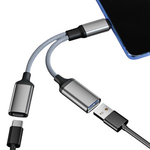 Yeni Tasarım Naylon <span class=keywords><strong>USB</strong></span> C OTG Adaptörü 2'si 1 Arada 60W PD Şarj ve Veri Senkronizasyonu, Tip C - <span class=keywords><strong>USB</strong></span> A ve <span class=keywords><strong>USB</strong></span> C için Dizüstü Bilgisayar, Telefon, Tablet ile uyumlu - Product Image 5