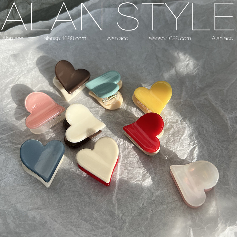 Маленькая заколка для волос с когтями, милая девушка, Любовное сердце, простая заколка для волос из натурального ацетата, боковая челка, зажим для женщин и девочек