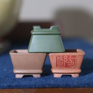 Square Purple <b>Clay</b> Bonsai <b>Pot</b> Miniature Thumb <b>Pot</b> Chinese Style Classic Bean <b>Pot</b> Extra Small Palm Sized - Product Image 4