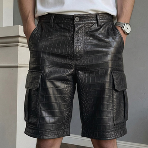 Pantalones Cortos de Cuero de Alta Calidad para Hombre, Logotipo Personalizado OEM ODM, Pantalones Cortos de Cuero Premium con Bolsillos Laterales, Pantalones Cortos de Secado Rápido Casuales - Product Image 4