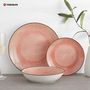 Échantillons gratuits 6-10 pièces en gros, vaisselle de haute qualité en porcelaine écologique, imitation glaçure réactive, ensemble de vaisselle violet - Product Image 2