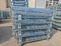 Cage à palettes en treillis métallique galvanisé avec porte basculante et loquet de boucle pour le transport de pièces en entrepôt industriel