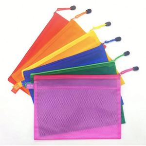 Carpeta con Cierre de Malla Transparente de PVC con Logotipo Personalizado de Fábrica, A4 B5 A5 B4, Producto de Archivo Impermeable para Oficina y Escuela - Product Image 1
