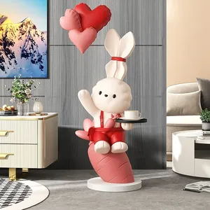 <span class=keywords><strong>2023</strong></span> Venta al por mayor: Escultura <span class=keywords><strong>de</strong></span> conejo con bandeja para decoración del hogar, adornos <span class=keywords><strong>de</strong></span> suelo grandes para interiores - Product Image 2