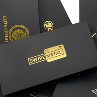 Boîte d'emballage en carton noir de luxe pour cartes de crédit métalliques gravées au laser, emballage de cartes cadeaux