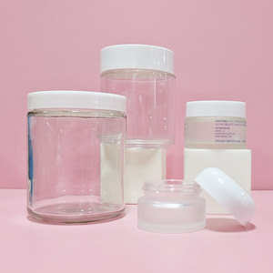 <b>Glass</b> Facial Cream Jar with Transparent/Custom Color Lid 30ml Capacity Screw Plastic Cap for Face Cream <b>Packaging</b> - Product Image 4
