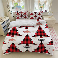 Ensemble de literie personnalisé sur le thème de Noël, imprimé numérique Père Noël et sapin, housse de couette en polyester