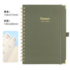 Customizable Spiral <b>A5</b> Leather Cover Planner <b>Notebook</b> 100 Sheets Custom Logo & Paper Color Promotion Gift - Product Image 4